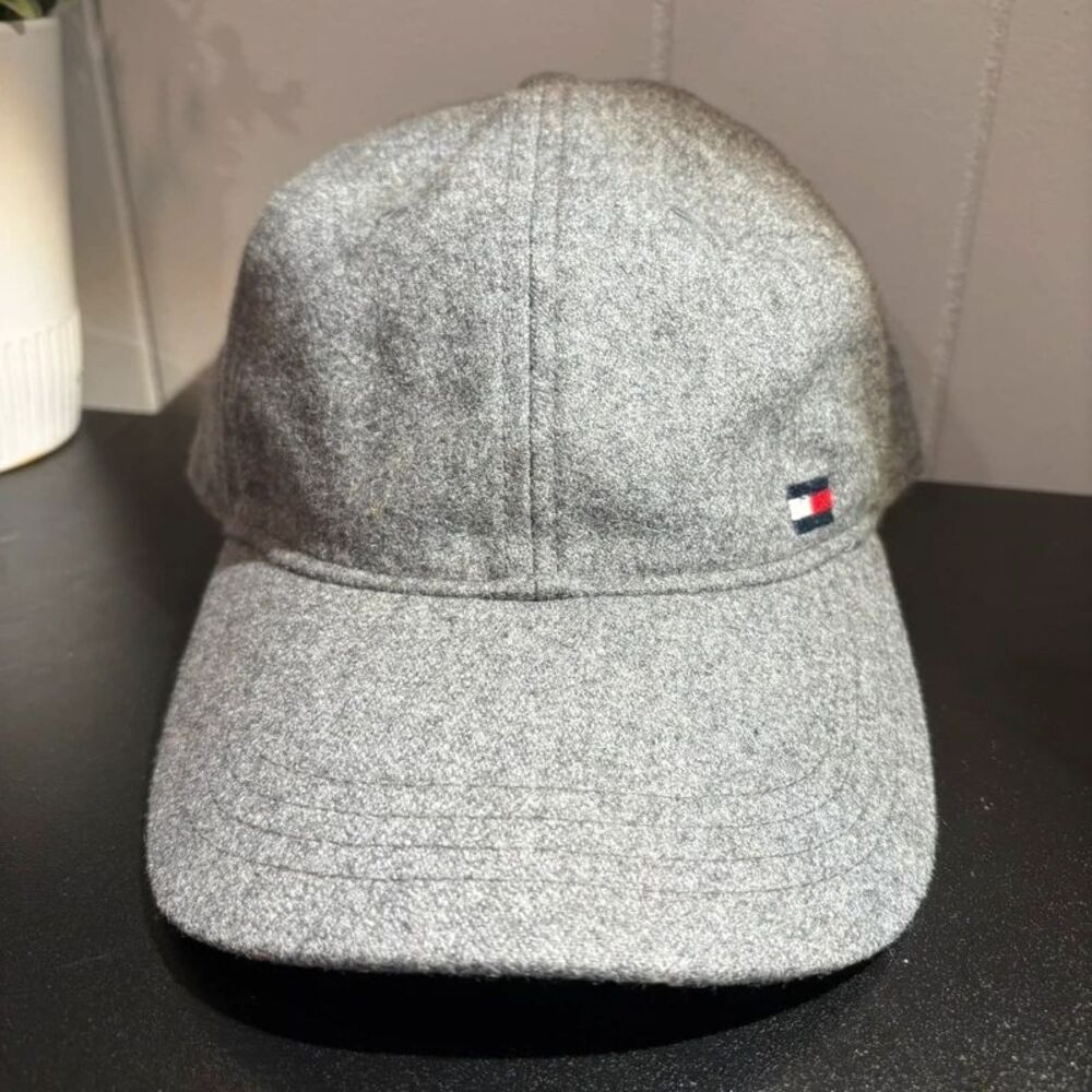 Tommy Hilfiger Gray Wool Blend Baseball Cap Hat Adjustable Preppy Retro